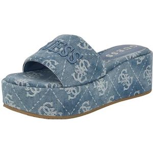 GUESS Dames Bintai sandaal, medium blauw denim logo 420, 7 UK, Medium Blauw Denim Logo 420, 40 EU