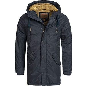 Indicode Heren Bardsley Parka Met Gevoerde Capuchon (Teddy-Voering) En 6 Zakken | Warm Winter Jack Robuuste Heren Jack Winter Parka Winddicht Outdoor Jack Winter Jack Voor Mannen Navy Small