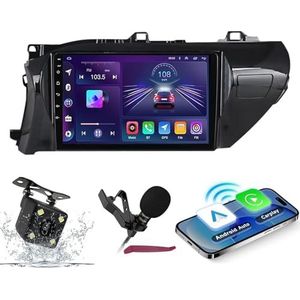 Android 14 Autoradio Navi voor T-oyota Hilux 2015-2020 9 ""Schermradio met draadloze carplay Android Auto GPS Navigatieondersteuning Bluetooth 5.0 HIFI FM 5G-WiFi SWC MIC-camera,M400s