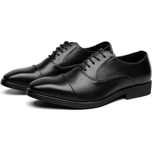 Jurk Oxford for heren Veterschoenen Puntige gepolijste neus Veganistisch leren neus Oxford schoenen Lage bovenkant Antislip rubberen zool Blokhak Antislip Bruiloft(Black,39 EU)