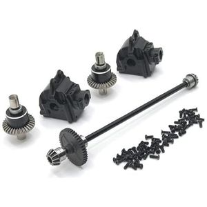 Upgrade Metal Center Aandrijfas Vergadering Versnellingsbak Differentieel Kit for Wltoys 144010 144001 144002 onderdelen(Svart)