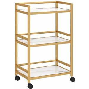 PP-Vic Salon Schoonheidswagen, Metalen Rolwagen, Opbergstation Voor Kappers, Grote Mobiele Organisatiewagen, Praktische Rolwagen Voor Spa, Woonkamer, Badkamer, Keuken,3f gold