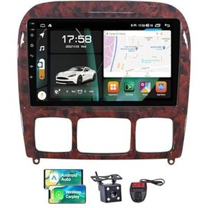 Android 13 Autoradio 9 Duim Touch Display Voor Mercedes Benz S-Class W220 1998-2005 Met Draadloze Carplay Android Auto/FM RDS DAB+/BT 5.0/Bediening op het stuur + Camera en DVR(NF-5)