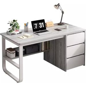 Thuiskantoorbureaus, eenvoudig bureau, computerbureau, kaptafel, nachtkastjes, opbergplanken, thuisstudie, houten hoekbureau pc-tafel(Grey,47"" W x 19.5"" D x 29"" H)