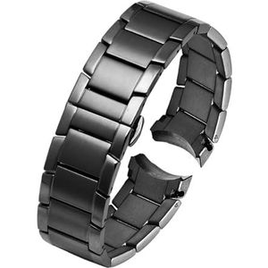 LUGEMA 22 Mm Roestvrij Staal Compatibel Met Armani AR2452 AR2453 AR2448 Horlogebandje Horlogeband Vlindergesp Zwart Zilver Rose Goud (Color : Black, Size : 22mm)