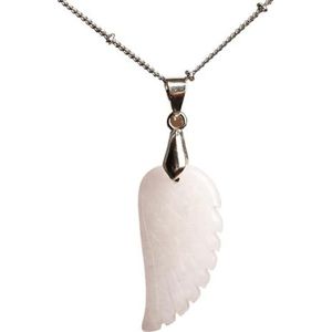 Natural Gemstone Angel Wings Choker Pendant Necklace (Color : White Jade)