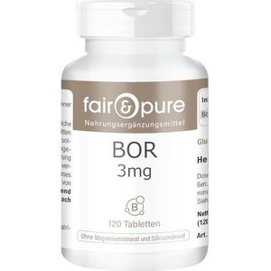Fair & Pure® - Boor tabletten 3mg (borium) als natriumtetraboraat - vegan - sporenelement - zonder magnesiumstearaat - 120 tabletten