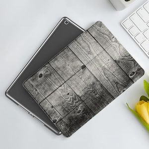 CONERY Case compatibel iPad 10.2"" (9e/8e/7e generatie) Donkergrijs, Ombre Stijl Grunge Houten Planken Rustieke Hout Eiken Muur Ruwe Textuur Afbeelding, Zwart Bleek, Slim Smart Magnetische Cover met