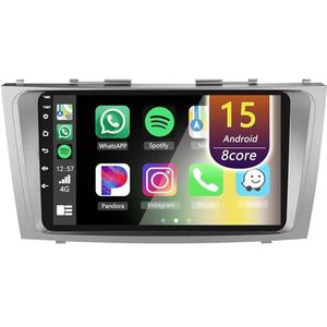 Android Radio voor Toyota Camry/Aurion 2006-2011, 9 inch Touchscreen Autoradio met Wireless CarPlay Android Auto Bluetooth WIFI(Silver,8Core(4+64GB))
