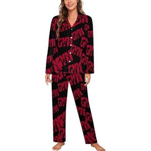 GYM Quote Sterke Man Lange Mouw Pyjama Sets Voor Vrouwen Klassieke Nachtkleding Nachtkleding Zachte Pjs Lounge Sets