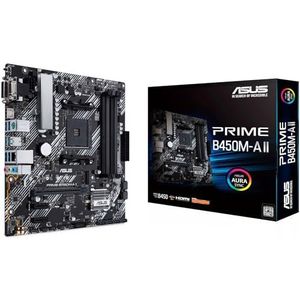 Asus Prime B450M-A II moederbord socket AM4 (mATX, AMD Ryzen, DDR4-geheugen, M.2, SATA 6Gbit/s, USB 3.1 Gen 2 Type-A. Aura Sync)