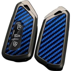 Autosleutel beschermhoes Metalen Carbon Autosleutel Case Cover Shell Fob Voor Golf 8 MK8 ID-4 ID-6 Voor Octavia A8 Voor Leon FR MK4 Voor Sleutel Shell(Carbon blue)
