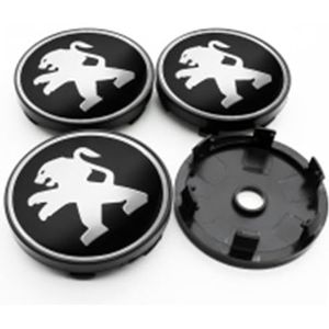 Auto Hub Center Cap Wieldoppen voor Peugeot 206CC 207CC 3008 307CC 307SW 60MM Wielnaafafdekkingen Banden Velgen Emblem Protector Vervanging Accessoires,BlackSilver-C