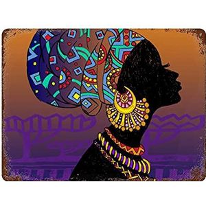 Mooie zwarte vrouw creatieve tinnen bord retro metalen tinnen bord vintage wanddecoratie retro kunst tinnen bord grappige decoraties cadeau grappig