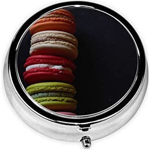 Pillendoos Macaron Cookies Ronde Pil Case 3 Compartiment Geneeskunde Pil Organizer Leuke Pil Organizer Draagbare Reizen Pillendoos Geneeskunde Vitamine Kabeljauw Leverolie Opbergdoos Unieke Gift Organizer