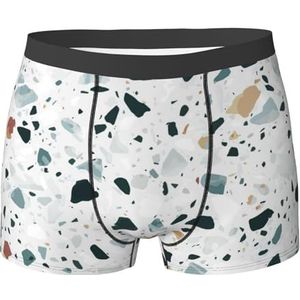 ZJYAGZX Terrazzo Marmer Pastel Print Boxerslips voor heren, comfortabele onderbroek, ademend, vochtafvoerend, Zwart, XL