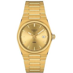 Tissot Unisex PRX 35mm 316L roestvrijstalen kast met geelgoud PVD-coating Quartz horloge, geel, roestvrij staal, 11 (T1372103302100), Goud, Klassiek