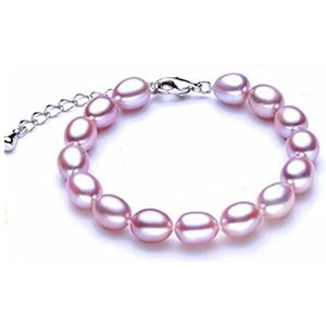 Armbanden Natuurlijke parelarmband 925 zilveren sluiting, bruiloft zoetwater gekweekte parelarmband kralen dochtercadeau (edelsteenkleur: multi-parelarmband) (Color : Pink_Purple pearl bracele)