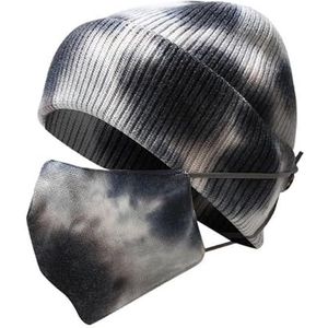 Koudebestendige tie-dye muts en maskerset for mannen en vrouwen - gebreide oorbescherming en gezichtsbedekking(7#Color)