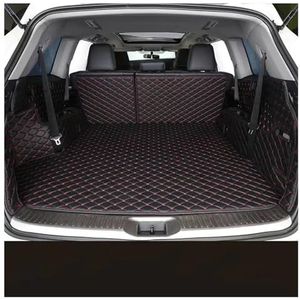 Kofferbakbeschermer Lederen Kofferbakmat Voor Hyundai Voor Palisade 2021-2023 Volledige Dekking Auto-interieuraccessoires Antislip Waterdicht Auto Kofferbakmatten(Black Red b)
