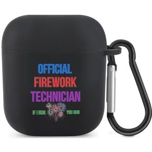 Officiële Vuurwerktechnicus Fourth of July Leuke Case voor AirPods 2&1 Schokbestendige Beschermende Hoofdtelefoon Gevallen Cover Met Sleutelhanger Voor Mannen Vrouwen