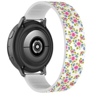 Solo Loop band compatibel met Samsung Galaxy Watch 6 / Classic, Galaxy Watch 5 / PRO, Galaxy Watch 4 Classic (Elegance Floral Rose Lily Camellia Sunflower 2) Rekbare siliconen band band accessoire,