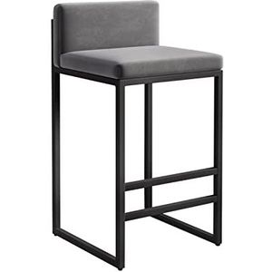 AADDFDD Barkrukken Barstoelen Barkruk set van 2 Vierkante Fluwelen Zitting Barkrukken met Zwart, Keuken Ontbijt Bar Stoelen #1Grijs + Zwart Frame 65cm Zithoogte