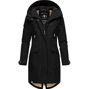 Navahoo Dames overgangsjas lichte jas met capuchon peperschote XS-3XL, zwart, M