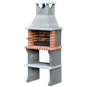 Movelar - Kant-en-klare grill voor hout en kolen, model Luna XL (grijs, oranje - 73 x 47 x 190 cm), Ref: 3540/1 - gebruik buitenshuis