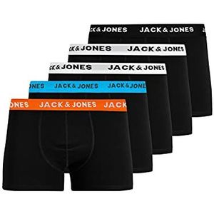 Jack & Jones Boxershorts voor heren, per 5 stuks verpakt, zwart (zwart/detail: 2 wit/oranje/blauw/zwart), XL