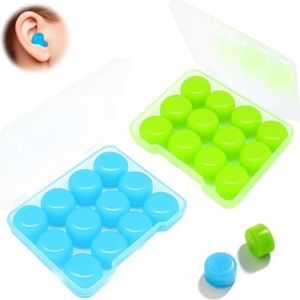 Zachte Siliconen Oordoppen – 12 Paar (6 Blauw, 6 Groen), Vormbaar & Herbruikbaar – Oordoppen voor Slapen, Zwemmen, Kantoor, Trein, Concert & Vliegtuig – Hypoallergeen & Wasbaar