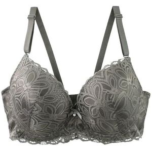 Sexy Gewatteerde Push Up Bras Cup Ondergoed voor Vrouwen Plus Size Lingerie, IJzer-grijs, 80C