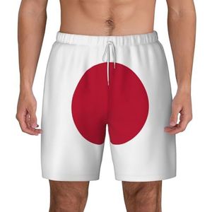 EdWal Dubbele laag strandshorts met Japanse vlag,Zwembroeken voor heren Sneldrogende zwemshorts Board Shorts, Wit, XXL