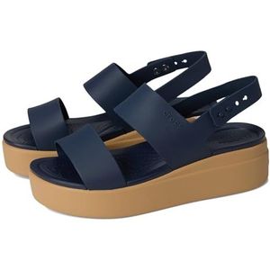 Crocs Brooklyn lage damessandaal met sleehak, Marineblauw/bruin, 36-37 EU