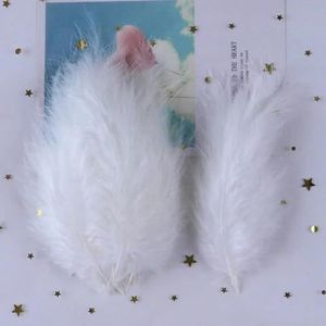 10-15 cm pluizige veren DIY sieraden maken pluimen bruiloft decoratieve veren voor ambachten groothandel-wit-50 stuks