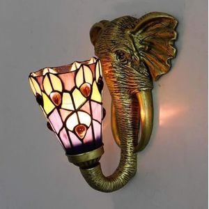 Tiffany Stijl Wandlamp (binnen LED Gekleurde Glazen Wandlamp), LED Badkamer Spiegel Verlichting, Decoratieve Hars Wandlamp