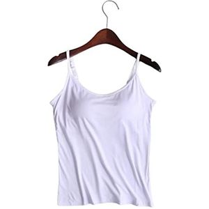 Tank met ingebouwde beha, tanktops voor dames met ingebouwde beha, verstelbare haltertop, 2-in-1 dieptepunt shirt