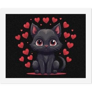 Zwarte kat in liefde schilderen op nummer voor volwassenen doe-het-zelf schilderkits unframed kunst ambachten cadeau