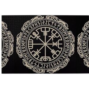 Magisch ontwerp Noorse runen kompas creatieve puzzelkunst, 1000 stuks gepersonaliseerde fotopuzzels, veilig en milieuvriendelijk hout, een goede keuze voor geschenken