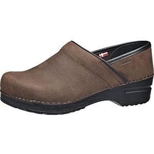 Sanita | Professionele Olie Geweven Gesloten Klomp | Originele Handgemaakte Klomp van Soepel Leer voor Vrouwen | Anatomisch Gevormde zool met zacht schuim | Bruin | 41