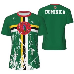 Sport T-Shirt Vintage Dominica Vlag Graan Tees 3D Gedrukt voor Fitness Running Voetbal, Meerkleurig, M