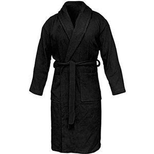 HOMELEVEL Badstof badjas reisbadjas 100% katoen badjas - vrouwen mannen dames en heren ochtendjas saunajas reizen ochtendrok, zwart, 6XL