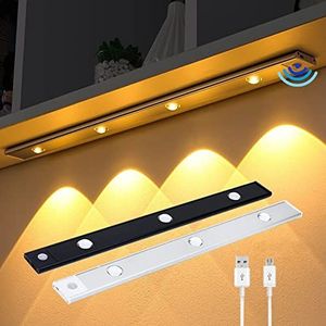 Ultradunne LED Lichtkastlamp PIR Bewegingssensor Draadloos USB Oplaadbaar Nachtlampje Kast Keuken Verlichting for Kasten Plank Bureau (Color : Svart, Size : 80cm)