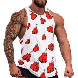 Rode Bokshandschoenen Heren Tank Top Grafische Mouwloze Bodybuilding Tees Casual Strand T-Shirt Grappige Gym Spier