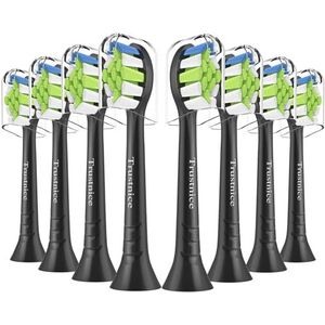 Trustnice opzetborstels compatibel met Philips Sonicare tandenborstel, vervangende opzetborstels voor Sonicare, 8 stuks (zwart, 1 stuk (verpakking van 8))