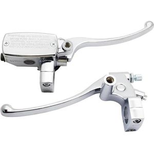 Koppelingshendel Remhendel Verstelbare Universele 1"" 24,5 Mm Motorfiets Remkoppeling Hoofdcilinder Reservoir Hendels(Set-Silver)
