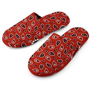 Rode Paisley Bandana Dames Katoenen Slippers Indoor Home Slippers Wasbare Slippers voor Vrouwen