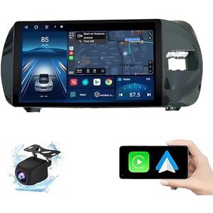 Android 14.0 2 Din Autoradio 9"" Touchscreen Auto Stereo voor Toyota Vitz 3 XP130 2014-2019 met Draadloze Carplay Android Auto GPS navigatie AHD Omgekeerd beeld Stuurwielbediening(P1(1G+32G))