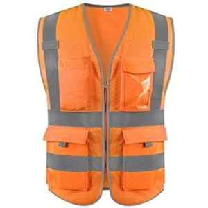 Kamizelki bezpieczeństwa, Reflecterend vest met hoge zichtbaarheid, veelkleurig, meerdere maten for buitenwerk(Orange,XXL)