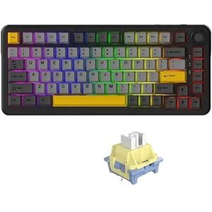 QPSJXN Mechanisch bluetooth-toetsenbord met drie modi, 75 aanpasbare keyboard met zijdelings gesneden design (standaard A)